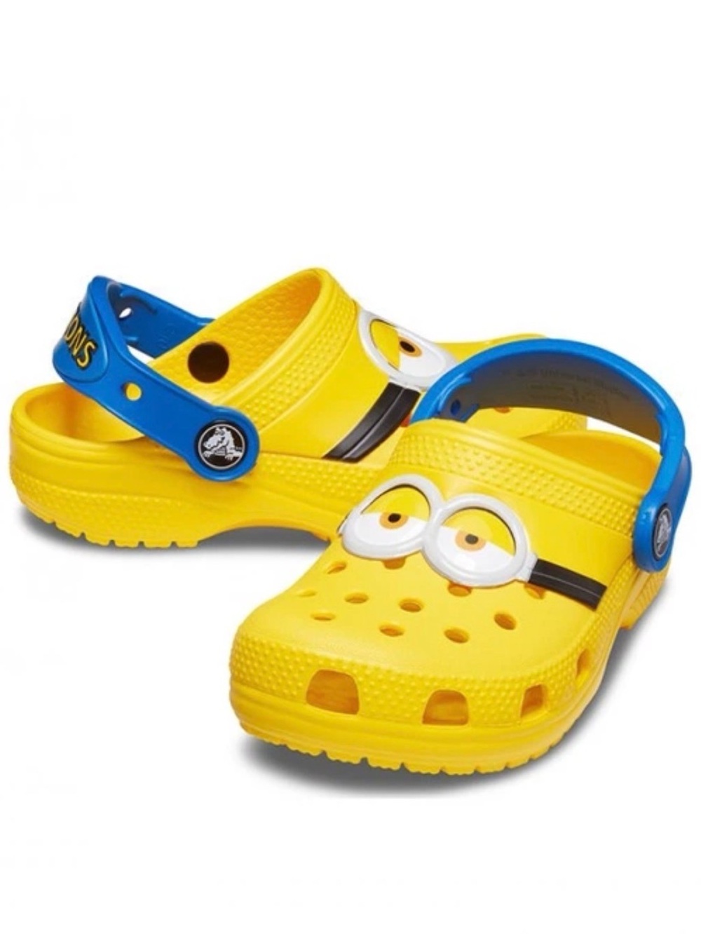 CROCS Kids Yellow Minion Clogs with Blue Heel Strap